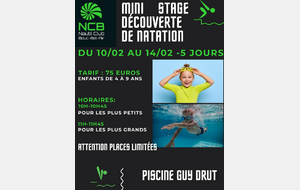 Les inscriptions au mini stage découverte Natation d'Hiver sont ouvertes