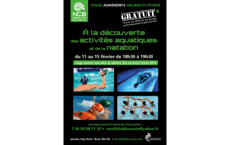 Stage découverte ludique de la natation pour les 4 groupes loisirs. 